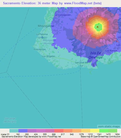 Sacramento,Nicaragua Elevation Map