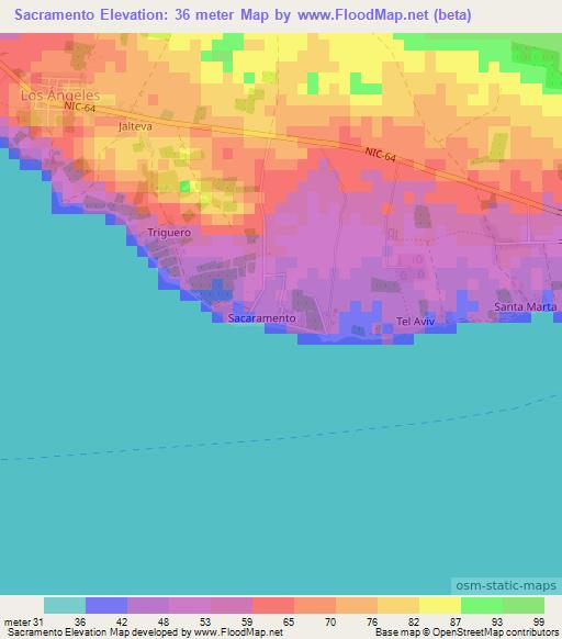 Sacramento,Nicaragua Elevation Map