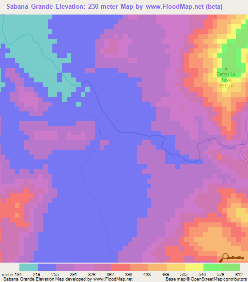 Sabana Grande,Nicaragua Elevation Map