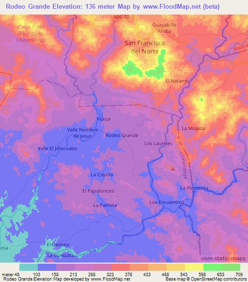 Rodeo Grande,Nicaragua Elevation Map