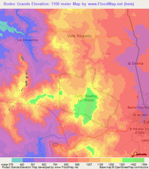 Rodeo Grande,Nicaragua Elevation Map