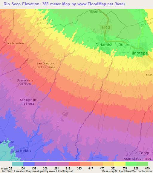 Rio Seco,Nicaragua Elevation Map