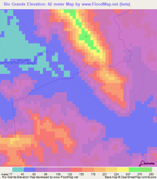 Rio Grande,Nicaragua Elevation Map
