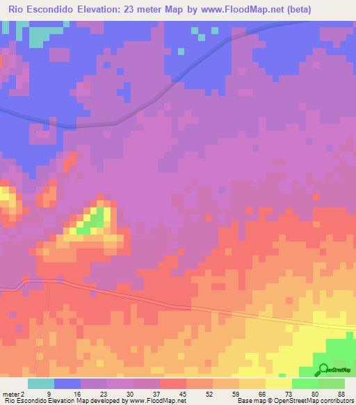 Rio Escondido,Nicaragua Elevation Map