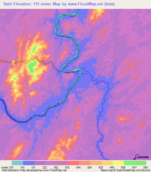 Raiti,Nicaragua Elevation Map