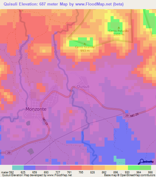 Quisuli,Nicaragua Elevation Map