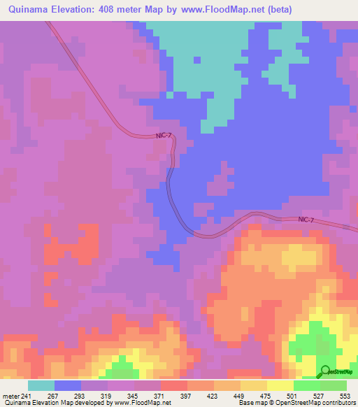 Quinama,Nicaragua Elevation Map