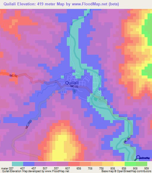 Quilali,Nicaragua Elevation Map