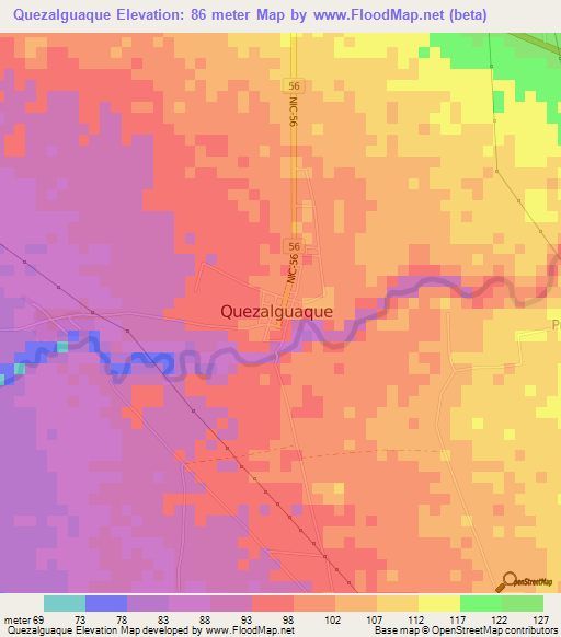 Quezalguaque,Nicaragua Elevation Map