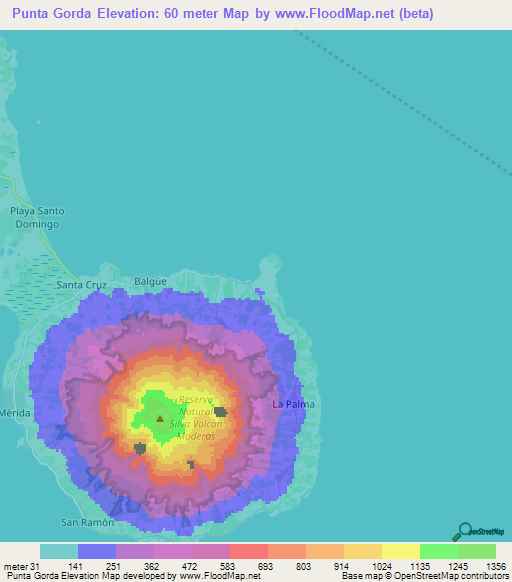 Punta Gorda,Nicaragua Elevation Map
