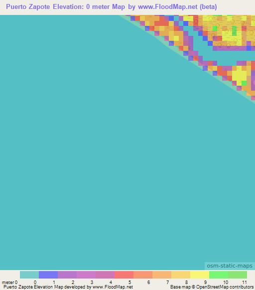 Puerto Zapote,Nicaragua Elevation Map