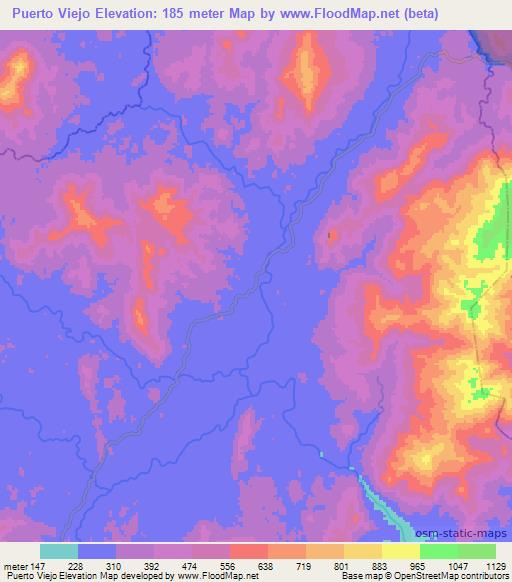 Puerto Viejo,Nicaragua Elevation Map