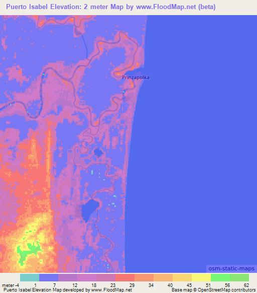 Puerto Isabel,Nicaragua Elevation Map