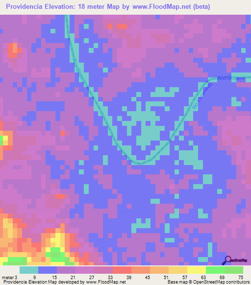 Providencia,Nicaragua Elevation Map