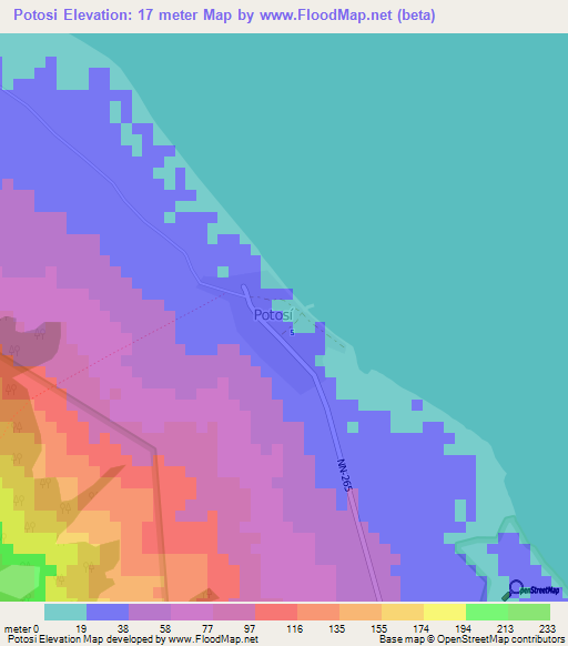 Potosi,Nicaragua Elevation Map
