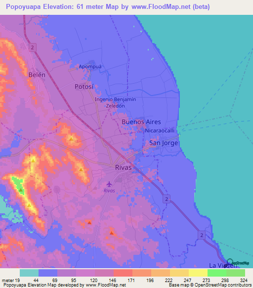 Popoyuapa,Nicaragua Elevation Map