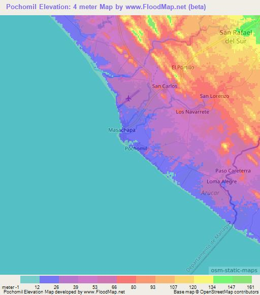 Pochomil,Nicaragua Elevation Map
