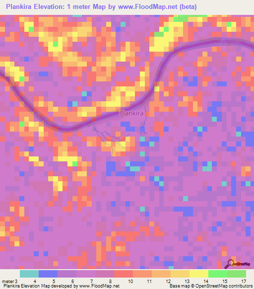 Plankira,Nicaragua Elevation Map