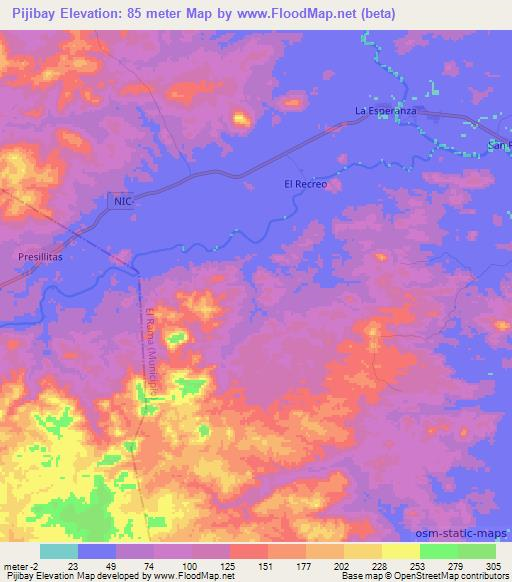 Pijibay,Nicaragua Elevation Map