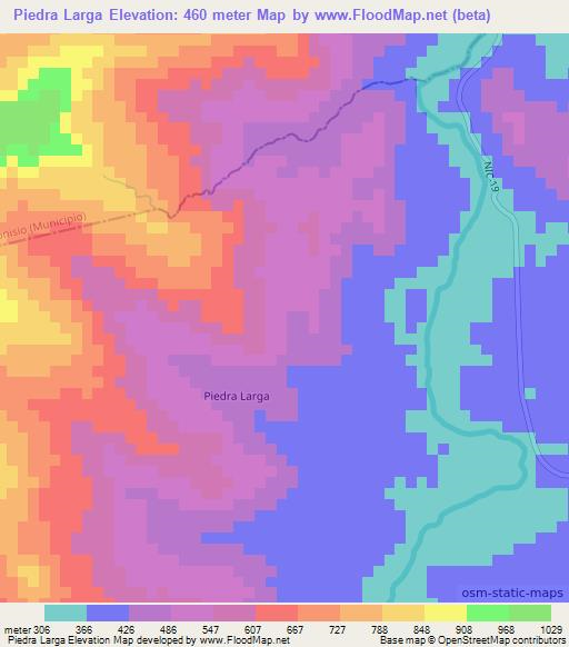 Piedra Larga,Nicaragua Elevation Map