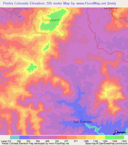 Piedra Colorada,Nicaragua Elevation Map