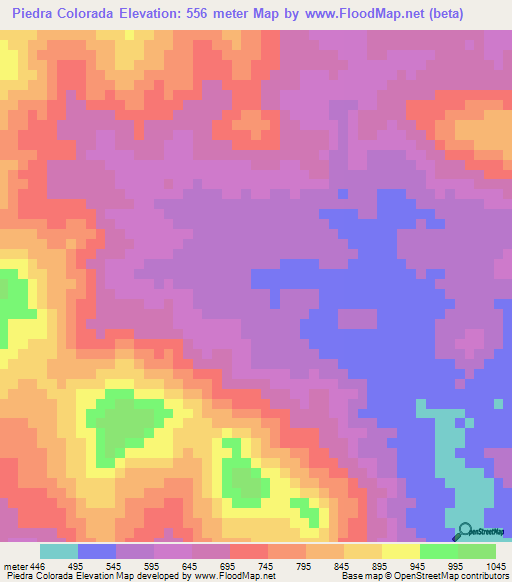 Piedra Colorada,Nicaragua Elevation Map