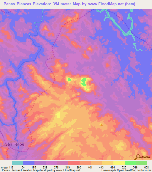 Penas Blancas,Nicaragua Elevation Map