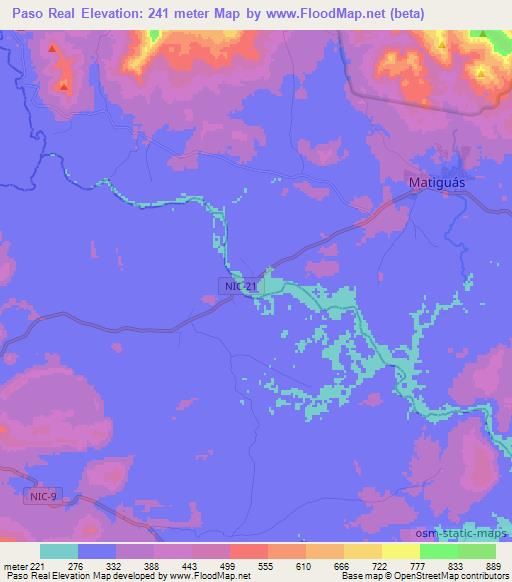 Paso Real,Nicaragua Elevation Map