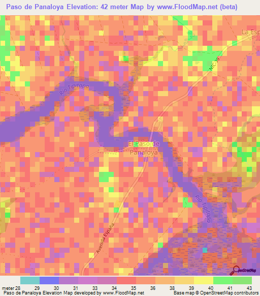 Paso de Panaloya,Nicaragua Elevation Map