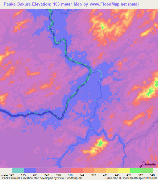 Panka Dakura,Nicaragua Elevation Map