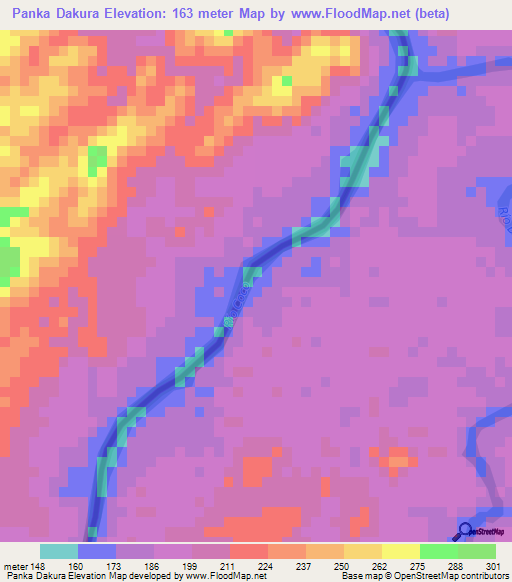Panka Dakura,Nicaragua Elevation Map
