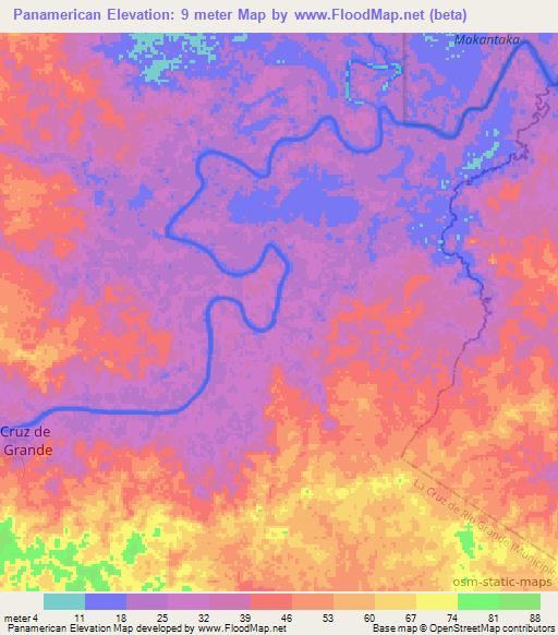 Panamerican,Nicaragua Elevation Map