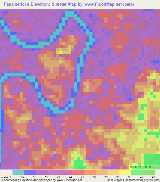 Panamerican,Nicaragua Elevation Map