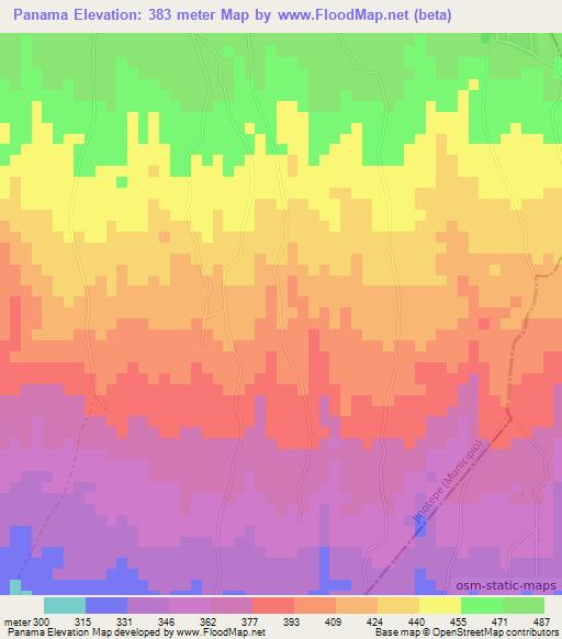Panama,Nicaragua Elevation Map