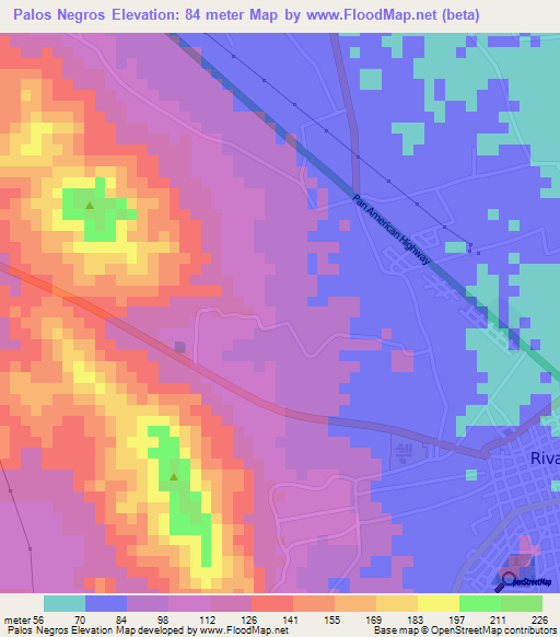 Palos Negros,Nicaragua Elevation Map