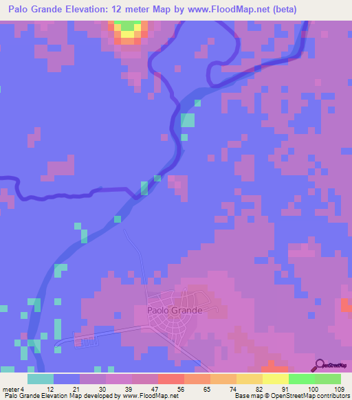 Palo Grande,Nicaragua Elevation Map