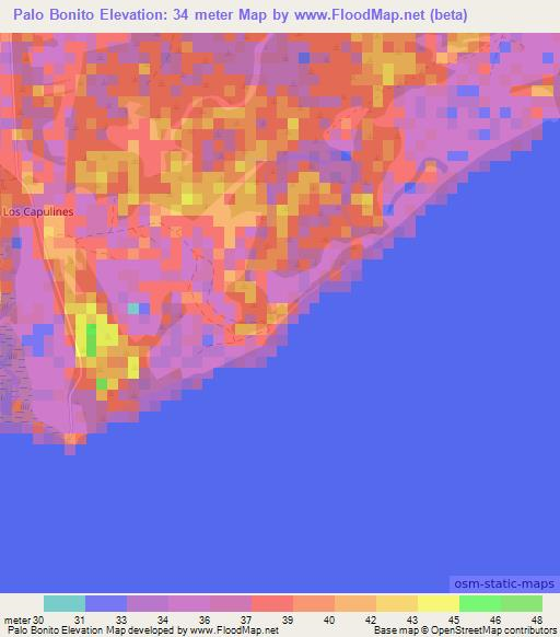 Palo Bonito,Nicaragua Elevation Map