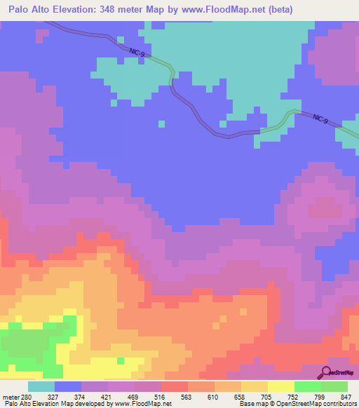 Palo Alto,Nicaragua Elevation Map