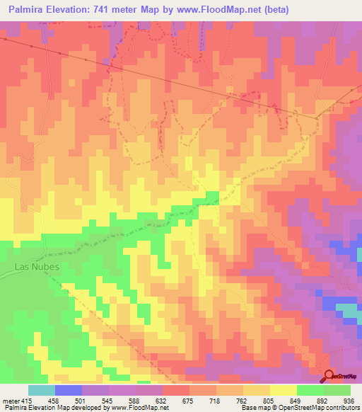 Palmira,Nicaragua Elevation Map