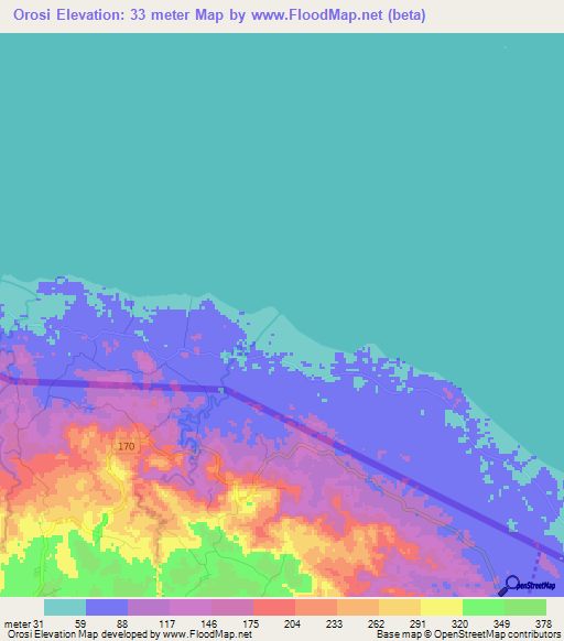 Orosi,Nicaragua Elevation Map