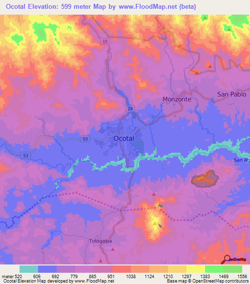 Ocotal,Nicaragua Elevation Map