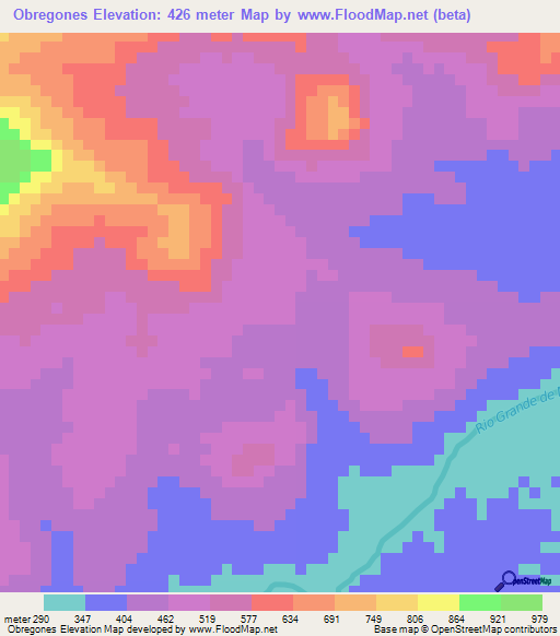 Obregones,Nicaragua Elevation Map