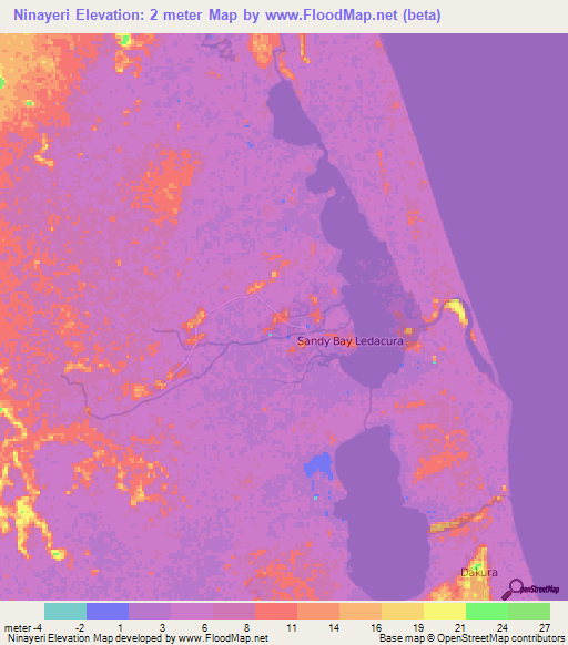 Ninayeri,Nicaragua Elevation Map
