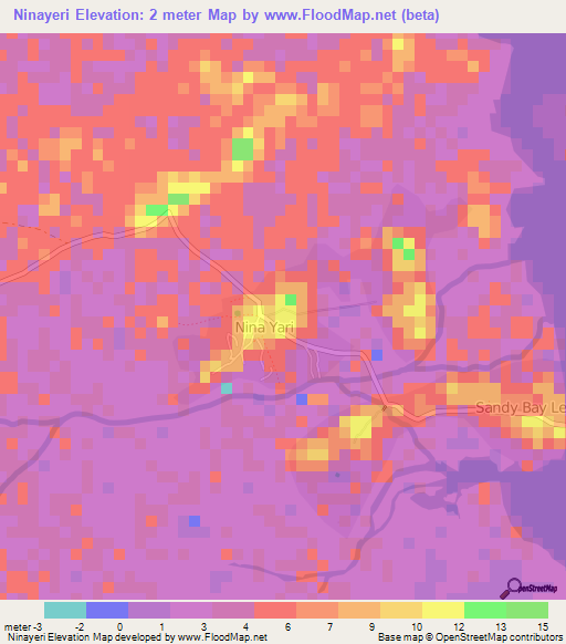 Ninayeri,Nicaragua Elevation Map