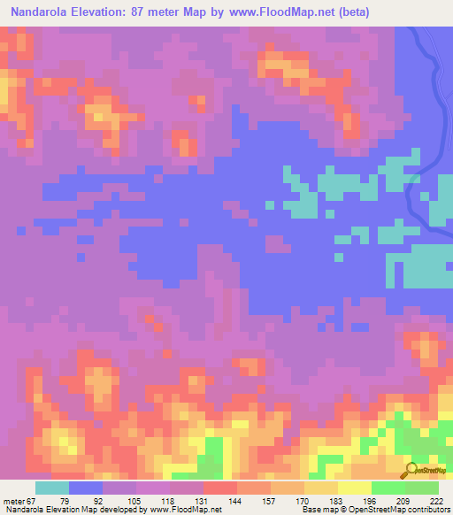 Nandarola,Nicaragua Elevation Map