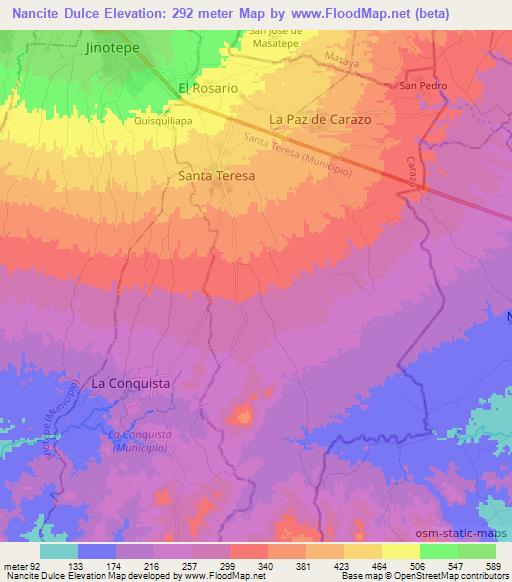 Nancite Dulce,Nicaragua Elevation Map
