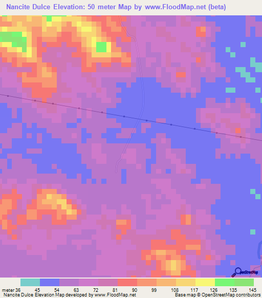 Nancite Dulce,Nicaragua Elevation Map