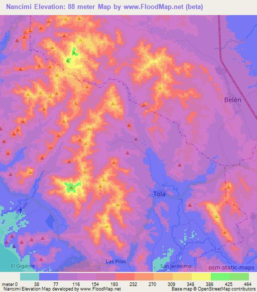 Nancimi,Nicaragua Elevation Map