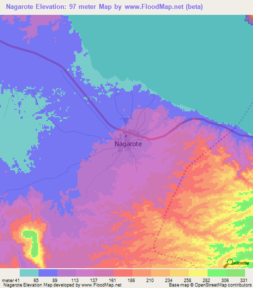 Nagarote,Nicaragua Elevation Map