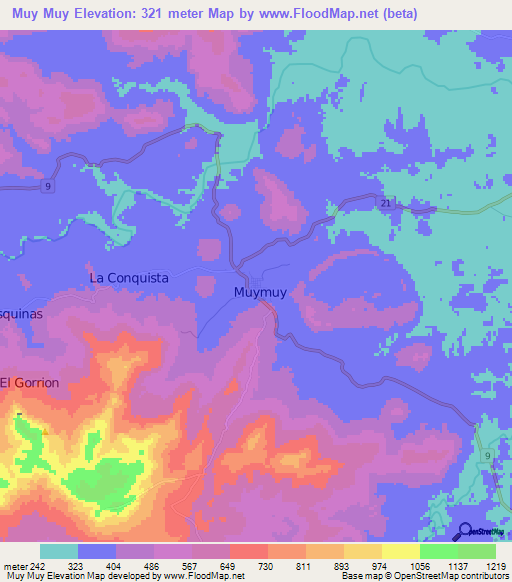 Muy Muy,Nicaragua Elevation Map